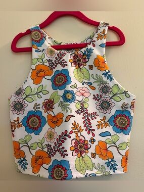 Becco Floral Crop Tank Top - Bright Multicolor